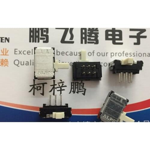 10PCS/lot Japan ALPS SSSS925800 universal toggle switch 6-foot 2 gear straight plug double row side dial slide switch