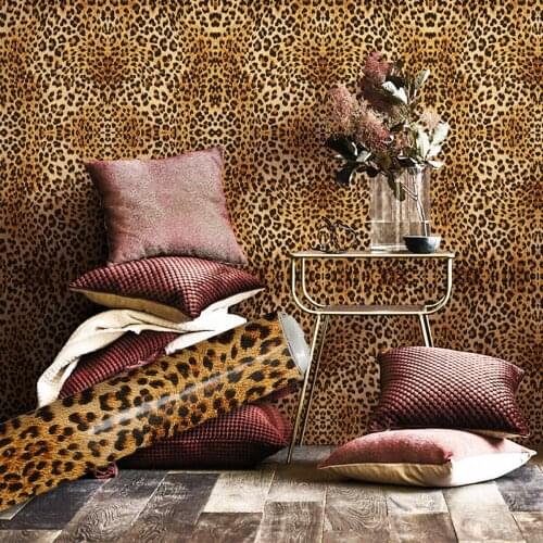 1 Roll 40x250cm Dark Leopard Grain Leather Effect Wallpaper Self-adhesive Removable Animal Faux Effect Peel and Stick Wallpaper