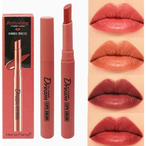 1PC Pumpkin Color Waterproof Nude Velvet Matte Glossy Lip Gloss Lipstick Lip Balm Sexy Red Lip Tint Women Makeup Gift TSLM2