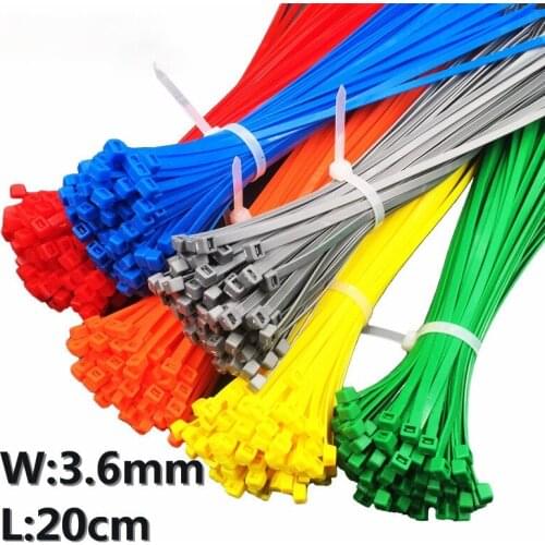 100Pcs/bag 4x200 4*200 3.6mm Width Self-Locking Green Red Blue Yellow Nylon Wire Cable Zip Ties.cable ties