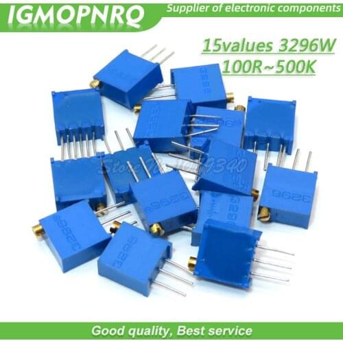15values 15PCS 3296W Potentiometers Kit 3296W-1-103LF 101 102 103 104 105 201 202 203 204 205 500 501 502 503 504 each 1pcs