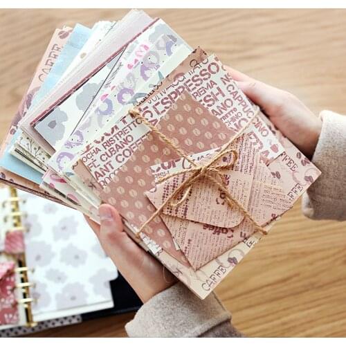 16 pcs Retro Basic Pattern Material Paper Junk Journal Planner Card Paper Scrapbooking Vintage Decorative DIY Craft Photo Albums