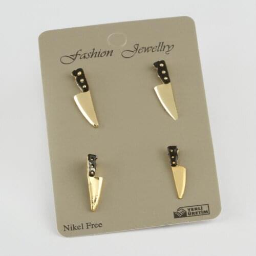 4'lü Chef Knife Figured Earrings