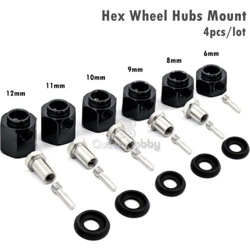 4PCS 6/8/9/10/11/12mm Thick 12mm Hex Wheel Hubs Mount with Screw Needle for 1:10 RC Crawler Traxxas TRX4 TRX-4