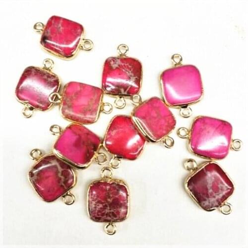 5pcs nature gem stone connectors beads connectors square shape size 16x16mm special jewelry accessories and findings