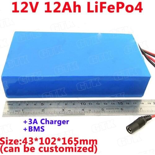 12ah lifepo4 12v battery dc power supply 12v 10Ah portable motorcycle battery pack 20A high discharge for e-scooter + 3A charger