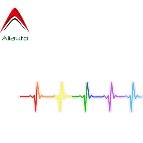 Aliauto Reflective Car Sticker Creative Heart Beat Gay PVC Waterproof Decal for Motorcycle Volkswagen Renault Nissan GT,15cm*3cm