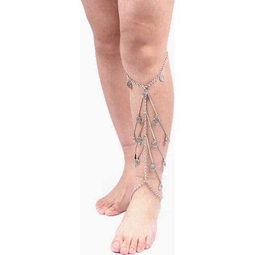 Thigh Chain Coin Layered Round Pendant Adjustable Leg Chain Garter Body Jewelry Punk Jewelry Accessories for Women