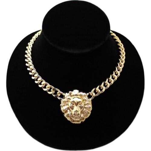 Hyperbole Big Lion Pendants Necklaces for Women Queen avatar Chains Necklace Star Street Shot Statement jewelry Z943