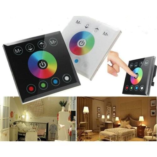 DC 12V-24V Full Color RGBW Wall Mounted Touch Panel Controller Glass Panel Dimmer Switch Controller for LED RGB Strips Lamp