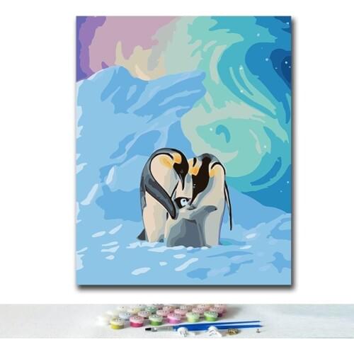 DIY Coloring paint by numbers Penguin and horse paintings by numbers with kits 40x50 framed