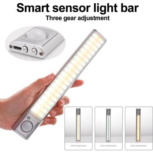 PIR Motion Sensor LED Under Cabinet Light Kitchen Lamp 30cm 39cm White + Warm White USB Adjustable Cupboard Wardrobe Night Light