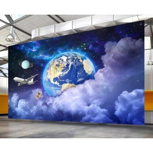 Dream Earth Creative Starry Universe Galaxy Astronaut Planet Background Wall