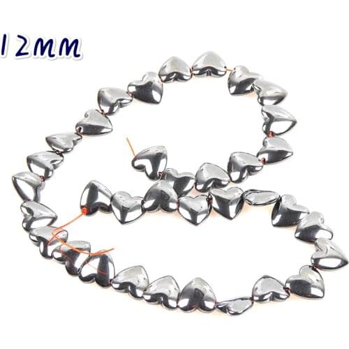 Natural Hematite Heart-shaped Loose Beads 12mm Black Magnet Love Beads For Making Jewelry DIY Bracelets Necklace Accessories