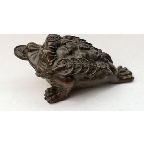 YIZHU CULTUER ART Collection Old China Bronze Carving Jin Chan Coin Statue Pendant or Paperweight Gift