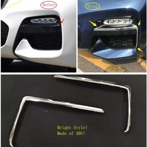 Lapetus ABS Chrome Exterior Refit Kit Front Fog Lights Lamps Eyelid Eyebrow Stripes Cover Trim Fit For BMW X3 G01 2018 2019 2020