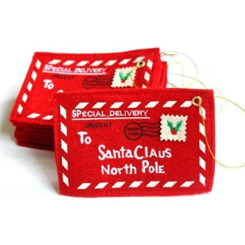 Red Navidad Santa Claus Envelope Hanging Ornaments Christmas Decorations for Home New Year Xmas Tree Card Decoration Navidad