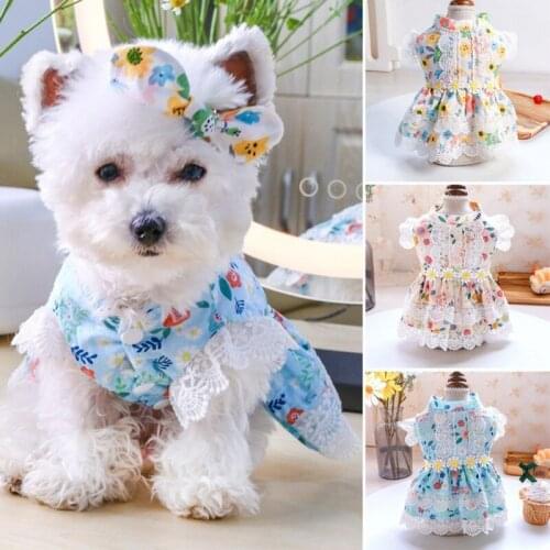 Summer Dog Small Floral Princess Dress Dog Dress For Dogs Skirt Summer Princess Dog Wedding Dresses York Clothes For Dogs Pet D