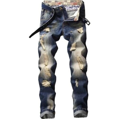 Spring And Summer New Pattern Bottom Fabric Stripe Men Jeans Fashion Retro Straight Male Denim Pants Blue Mens Trousers