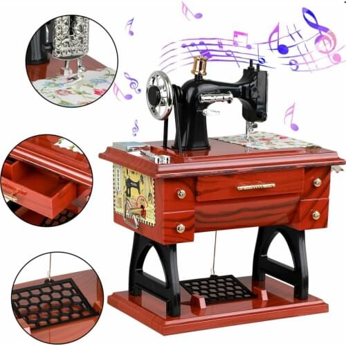 Retro Vintage Sewing Machine Music Box Creative Gift Clockwork Music Box High Simulation Model Household Crafts Decoration Gift