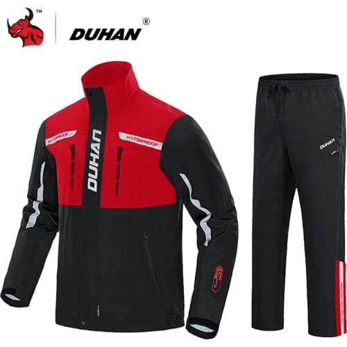 DUHAN NEW Motorcycle Rain Raincoat Set Raincoat Rainpants Split Men And Womens Thin Reflective Waterproof Riding Rain Suit