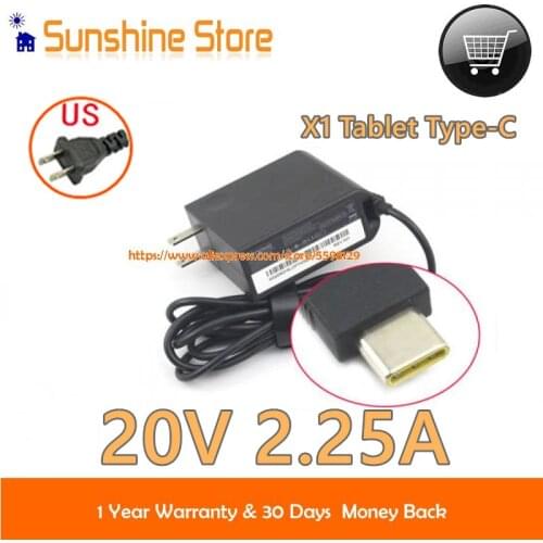 New Genuine For Lenovo Thinkpad X1 Tablet Type-C 20V 2.25A 45W Adapter Laptop Adapter 00HM651 01FR032 Yoga 910-13IKB adapter