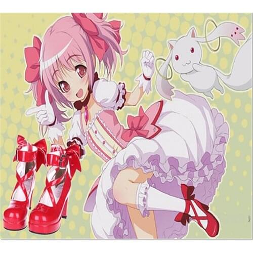 New Puella Magi Madoka Magica Cosplay Shoes Japanese Style Anime Lolita Shoes High Heels for Women w/Bowknot
