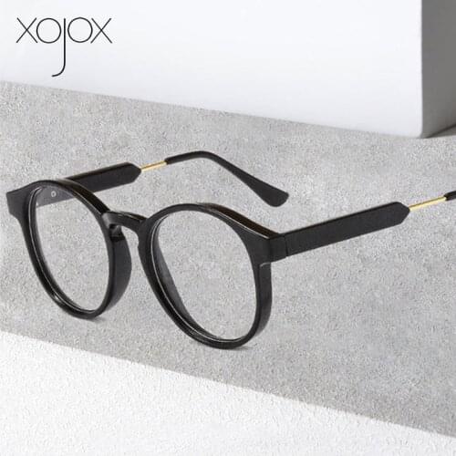 XojoX Vintage Round Glasses Frame Women Men Anti-Blue Light Eyewear Transparent Optical Lenses Prescription Spectacles