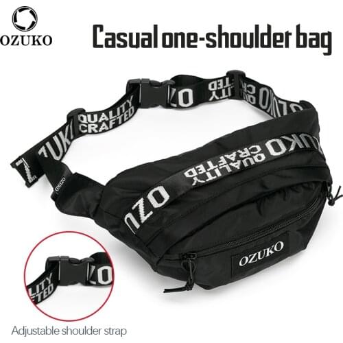 OZUKO Casual Fashion Waterproof Men Waist Bag Chest Pack Male Outdoor Sports Crossbody Bag Teenage Travel Belt Fanny Pack