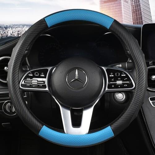 Anti Slip Car Carbon Fiber Steering Wheel Cover for Mercedes Ben AMG 38cm Models A C CLA E GLA GLC GLE S B CLS Class Accessories