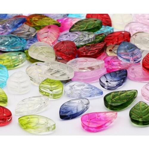 Multicolor Leaf Pendant 11x18m Loose Glass Spacer Loose Beads For Jewelry Making Diy Charm Necklace Bracelet Accessories