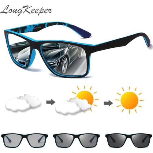 LongKeeper Sports Sun Glasses Mens Fashion Photochromic 2021 Sunglasses Black Blue Polarized Outdoor Oculos De Sol Masculino