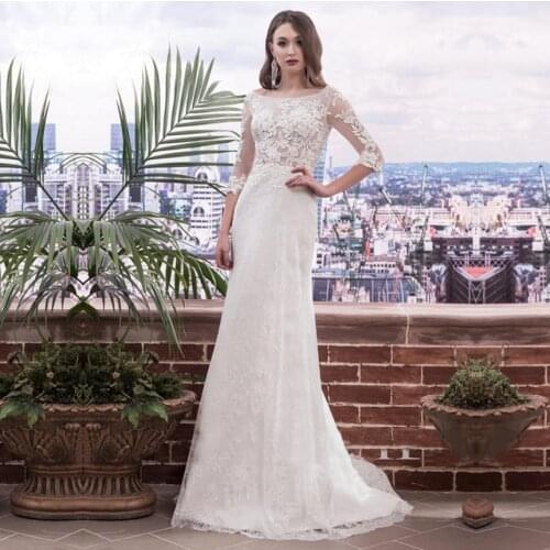 Wedding Dress With Sleeves 2021 Vestido de noiva Vintage Lace Appliques Bridal Gowns Custom Made Floor Length