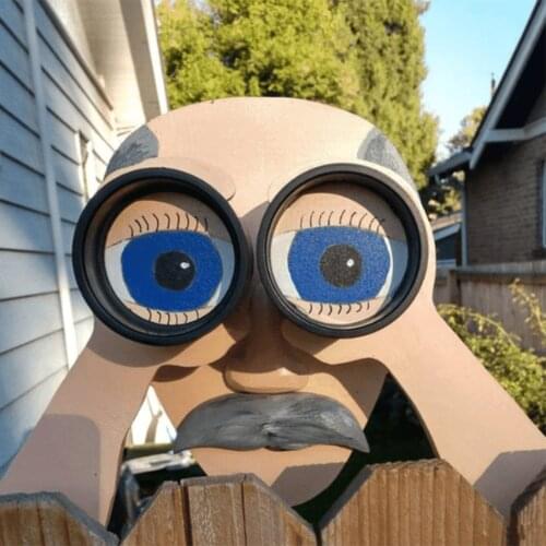 Garden Fence Decoration Nosy Grandpa Grandma Acrylic Statue Ornament Fun Garden Yard Art Decor