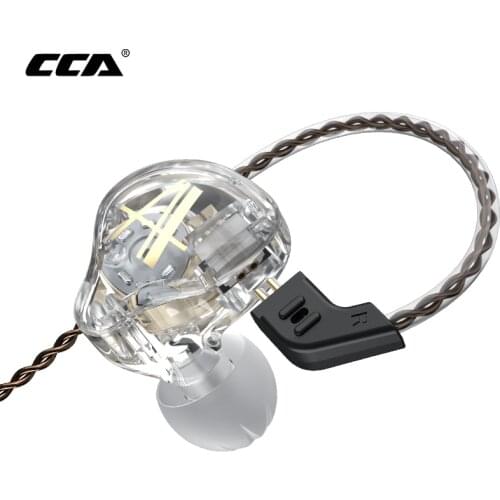 CCA CA2 1DD In Ear Earphone HIFI Heavy Bass Headphones Wired Earbuds Video Gaming Detachable Cable DIY Headset EDX Transparent