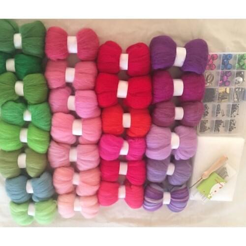 WFPFBEC 10G/BAG 27 COLORS 70S DIY WOOL FOR FELTING WOOL FIBER tools set wool roving in needles