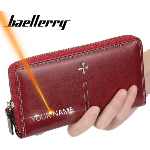 Free Engraving Women Wallets 27 Card Holders Long Top Quality Leather Classic Female Purse Zipper Brand Wallet For Women