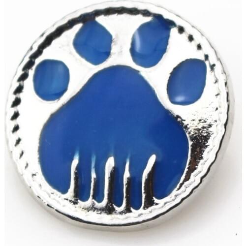 10pcs/lot Enamel Dog paw Snap Buttons for 18mm Diy pendants Snap Bracelet&Bangles DIY Snap Jewelry Charms