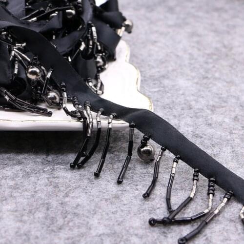 2 yard luxury Beaded tassel lace handmade DIY headband wedding dress stage Dress Veil tassel sewing accessories