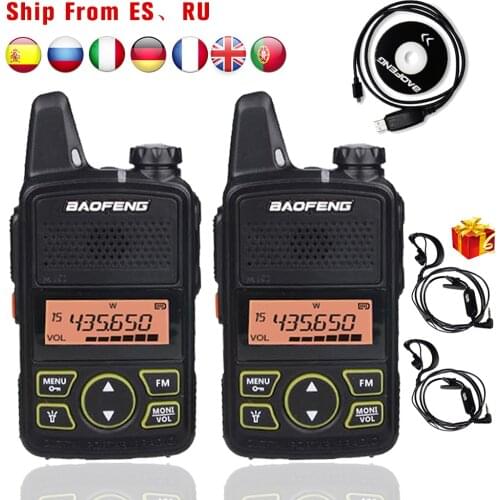 2pcs Baofeng BF-T1 Walkie-talkie Two Way Radio BFT1 UHF400-470MHz Mini Kids Radio USB Rechargeable Portable Radio Intercom