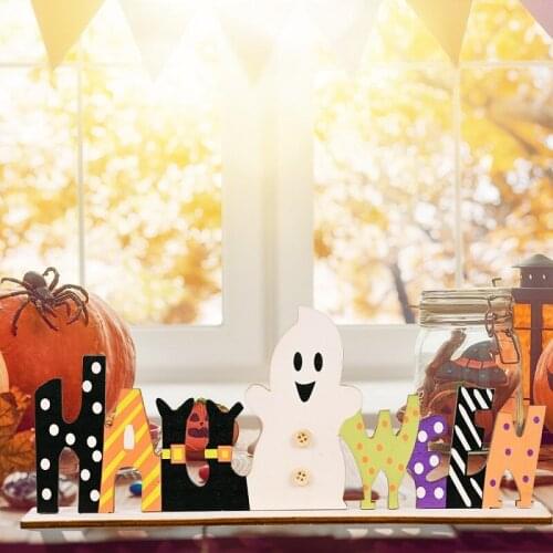 2021 New Halloween Wooden Ornaments Wooden Crafts Desktop Decor DIY Pumpkin Ghost Ornaments For Home Decorations Party Supplies