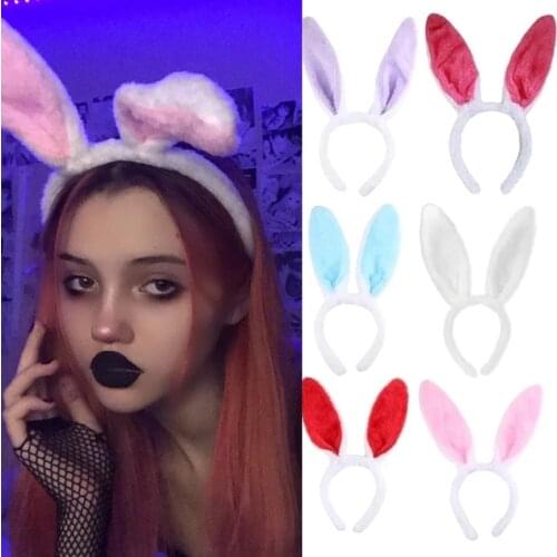 2021 Easter Adult Children Fluffy Rabbit Ear Haibands Headband Anime Cosplay Bunny Ear Hair Band Hair Accessories Women Gifts