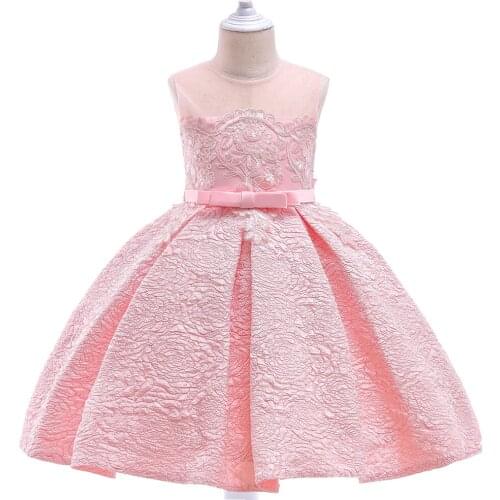 Kids Flower Applique Princess Dresses Children Party Wedding Formal Dress for Girl First Communion White Birthday Dress Costume