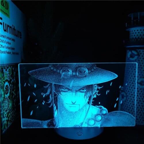 3D Lamp Portgas D Ace Anime Figure One Piece LED Night Light Lampara Led Home Decoration Lighting Manga Kawaii Room Decor Lampe
