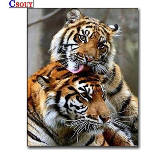 5D DIY Diamond Painting Lover Tigers Diamond Mosaic Drawing Full Square Round Drill Diamond Embroidery Cross Stitch Home Decor