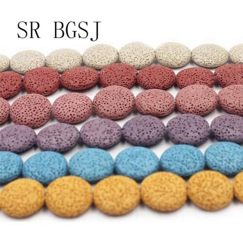 Free Shipping 20mm Select by Color Flat Round Coin Beads Volcanic Rock Lava Loose Beads Strand 15inch