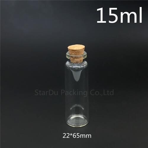 Free shipping 500pcs 15ml Small Cute Mini Cork Stopper Glass Bottles Vials Jars Containers 15cc Small Wishing Bottle with Cork