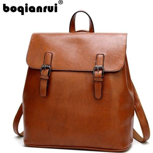 Женские кожаные рюкзаки Boqianrui China At AliExpress
