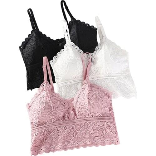 Padded Bralette Deep V Lace Bras Wireless Bra 3 Colors Summer Crop Top Girls Backless Lingerie Free Size For Women Fashion