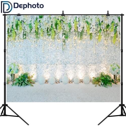 Dephoto Wedding Flower Backdrops White Wall Bridal Stage Tassel Portrait Photographic Backgrounds Photocall Photo Studio